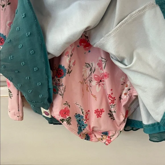 Cheeky Plum Floral Pink and Teal Dress - Picture 3 of 4